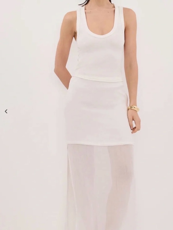 Dissh Dresses & Skirts - Dissh Kai White Ramie Midi Skirt. Oyster. Size 10 NWT